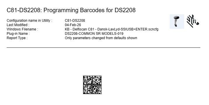 Zebra DS2208 — stregkode til USB-opsætning