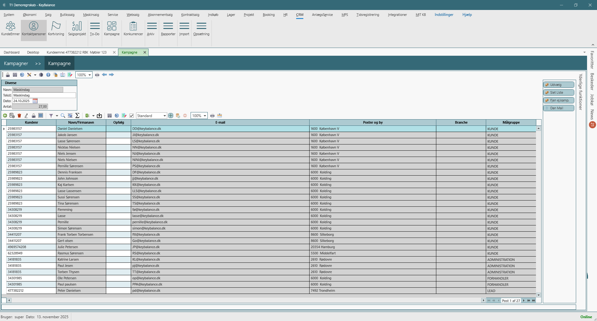 Kundeemne skærmbillede