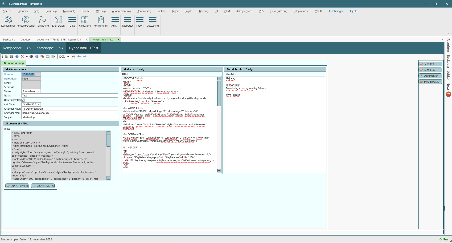 Kundeemne skærmbillede