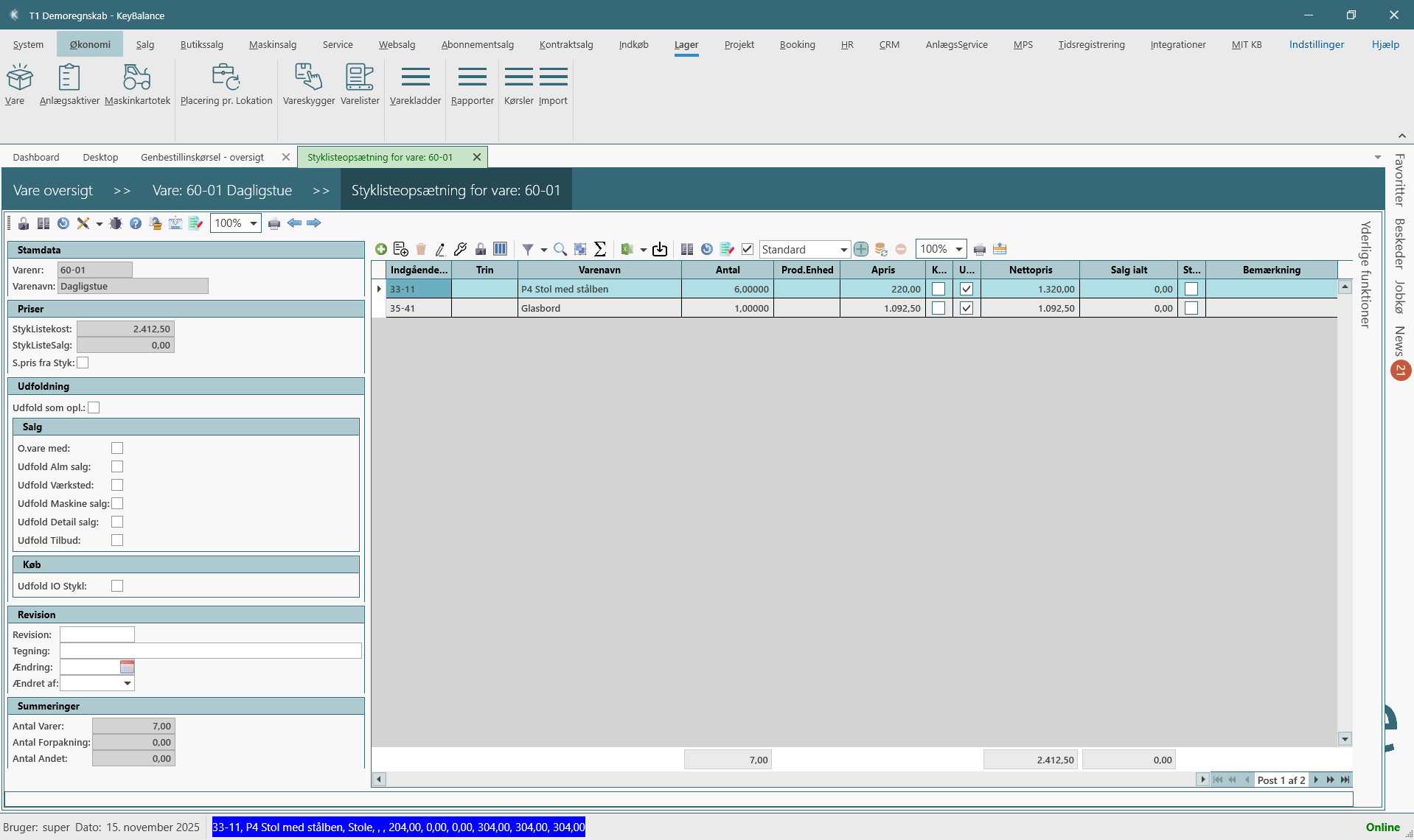 Styklisteopsætning skærmbillede